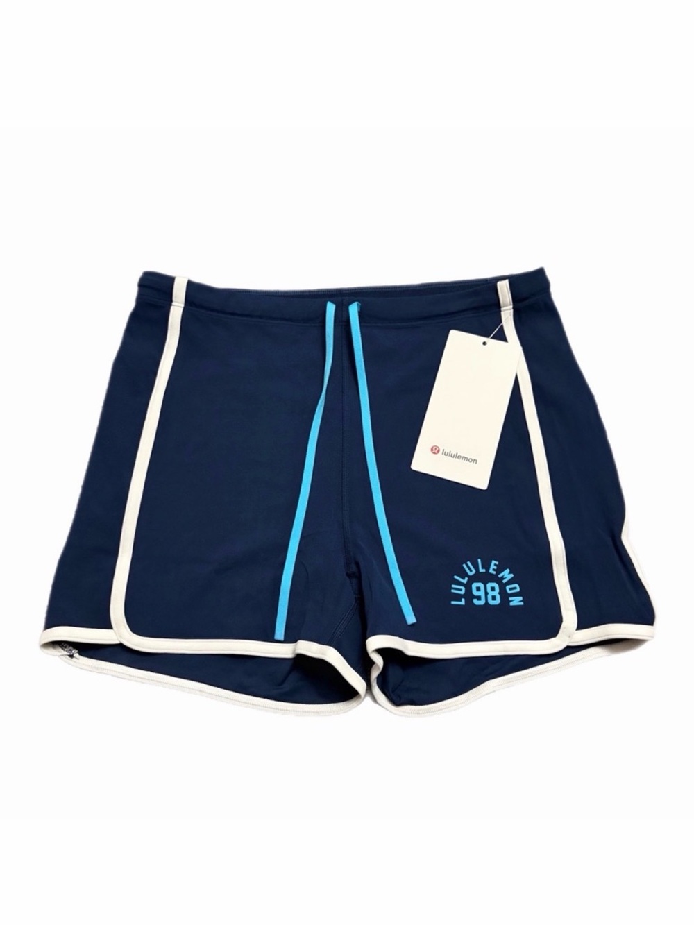 NWT Lululemon Nulu Sporty Trim High-Rise Short *3” (Club Blue/White) Size: 10